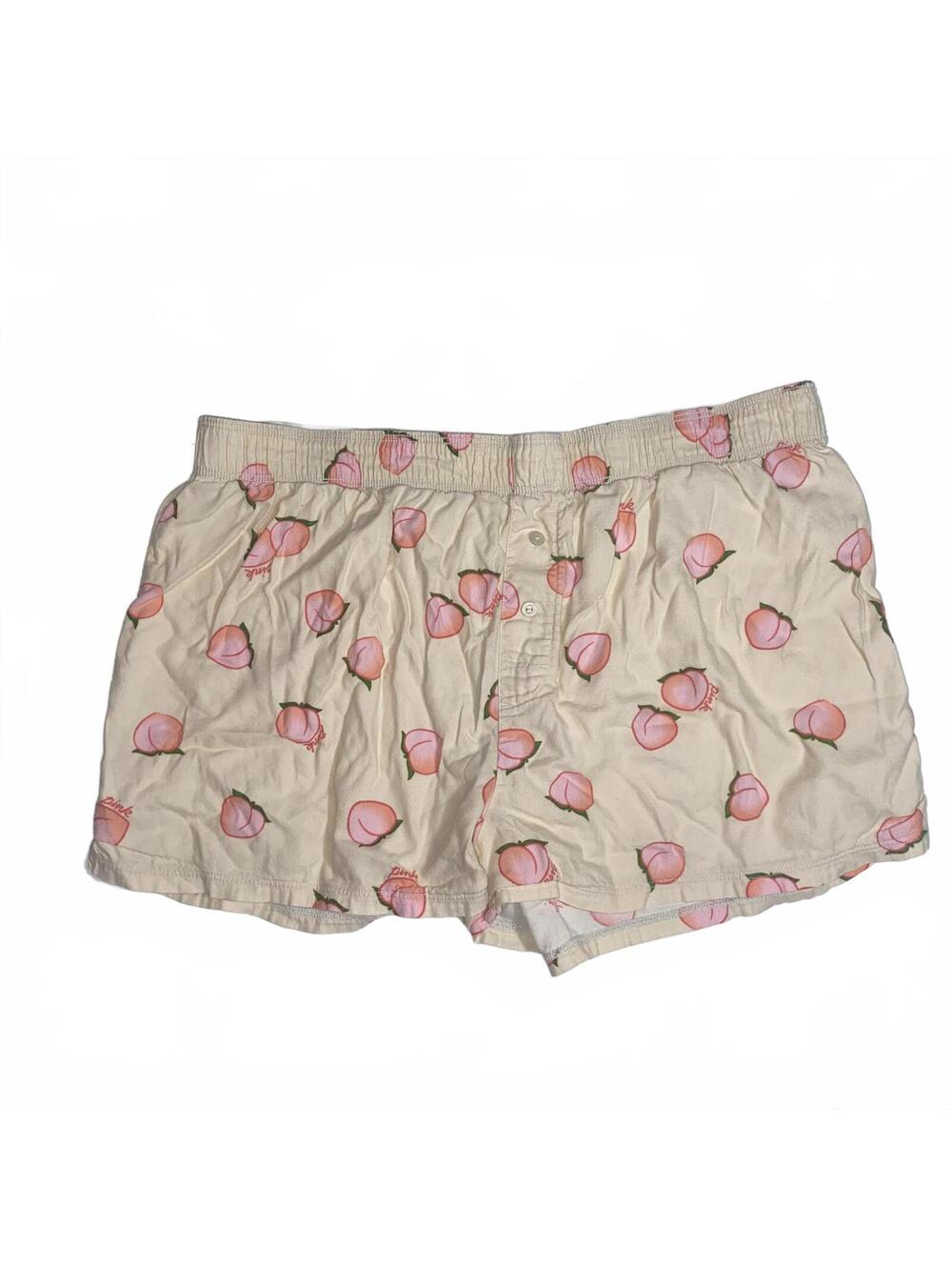 PINK Victoria's Secret Peach Print Sleep Shorts Size Small Lounge Pajama